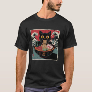 Camiseta Gráfica divertida japonesa del gato Ramen tee gato