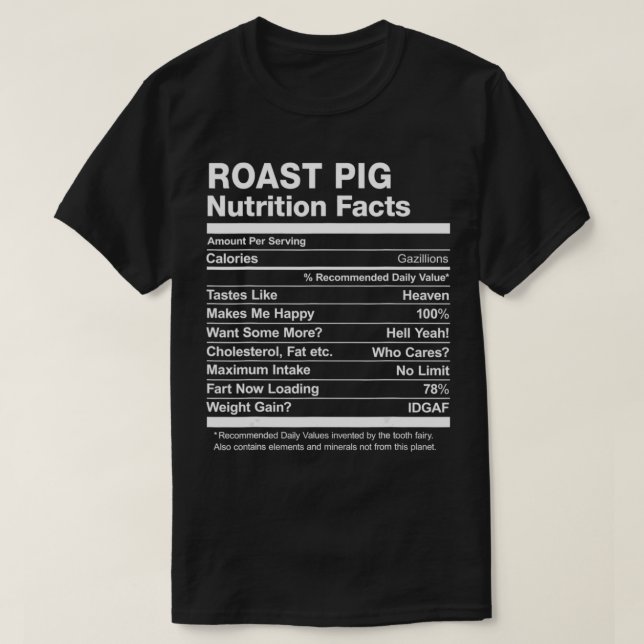 Camiseta Gráfica divertida sobre la nutrición de los cerdos (Diseño del anverso)