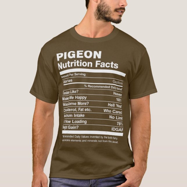 Camiseta Gráfica divertida sobre la nutrición de pichón (Anverso)