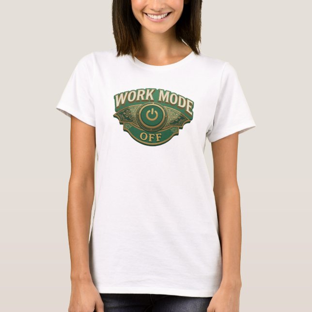 Camiseta gráfica divertida WORK MODE OFF en verde (Anverso)