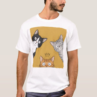 Camiseta gráfica divertida y vintage de gatos curi