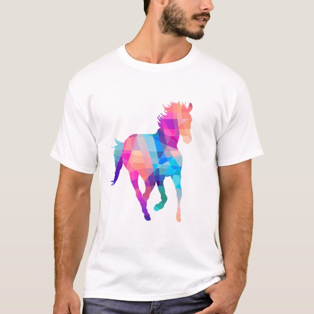 Camiseta Gráfica ecuestre geométrica de caballos (Anverso)