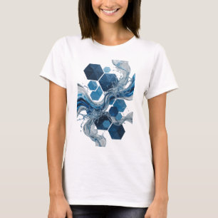 Camiseta gráfica Edgy Blue WATER AND HEXAGONS