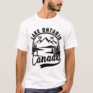 Camiseta gráfica en blanco y negro de Lake Ontario