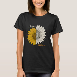 Camiseta gráfica estética de girasol dividido Suns