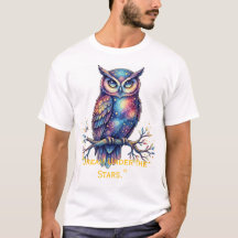Camiseta gráfica fantástica de búho celestial cósm