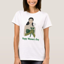 Camiseta gráfica femenina estética verde artística