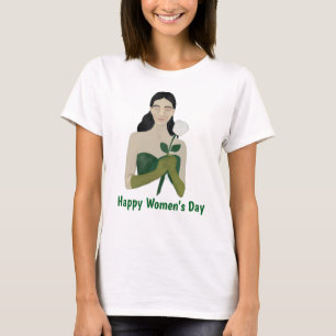Camiseta gráfica femenina estética verde artística