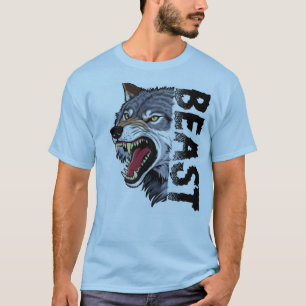 Camiseta Gráfica Fiera Cabeza de Lobo Enojado Modo