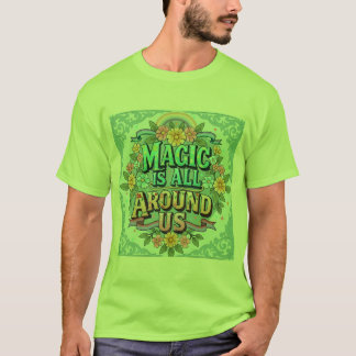 Camiseta gráfica floral con la frase 'La magia est