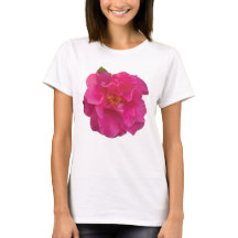 Camiseta gráfica floral de camelia rosa fucsia