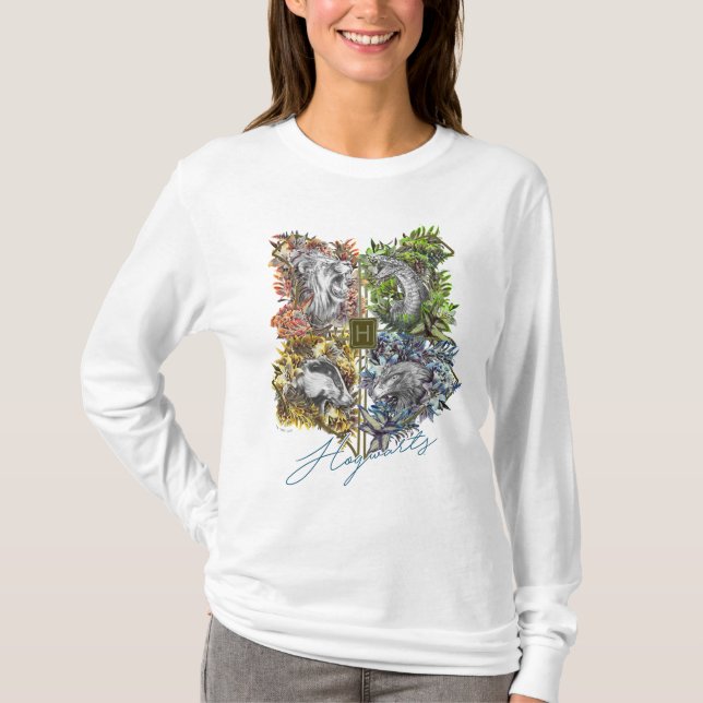 Camiseta Gráfica floral de la insignia HOGWARTS™ (Anverso)