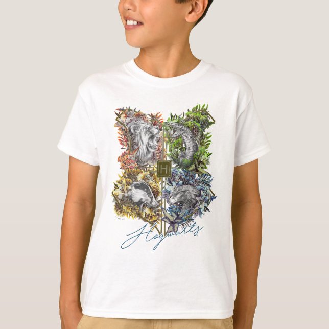 Camiseta Gráfica floral de la insignia HOGWARTS™ (Anverso)