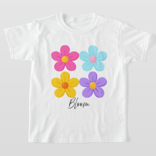 Camiseta gráfica floral retro linda Bloom