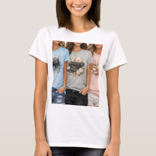 Camiseta gráfica floral vintage para niñas