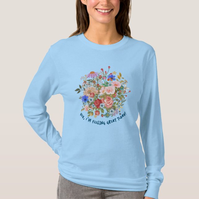 Camiseta gráfica floral y eslogan (Anverso)