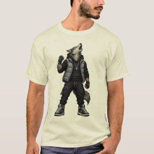 Camiseta gráfica genial de lobo de ropa urbana   A