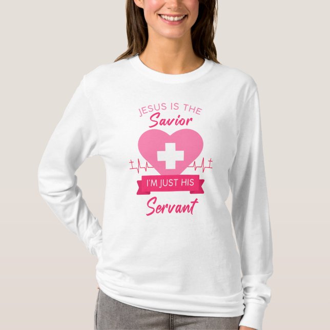 Camiseta Gráfica góspel de Jesús Salvador de Enfermeras Cri (Anverso)