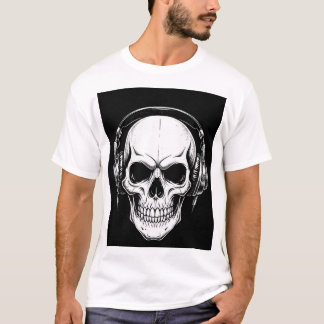 Camiseta gráfica gótica de cráneo con auriculares
