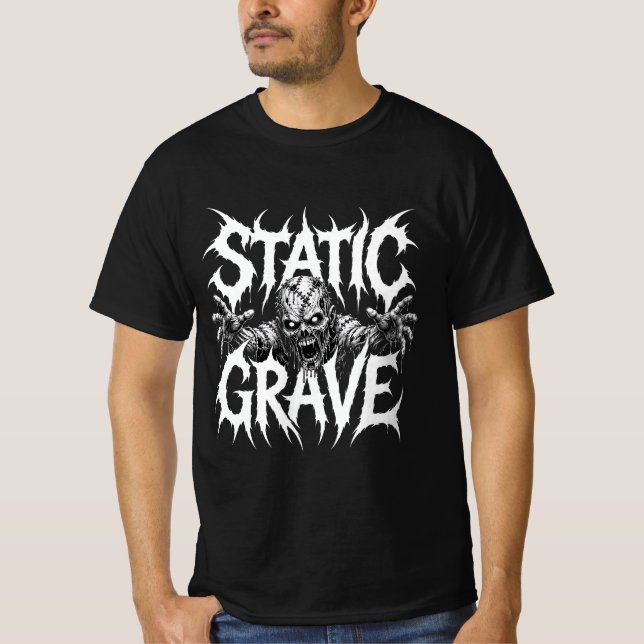 Camiseta gráfica gótica de terror estática (Anverso)