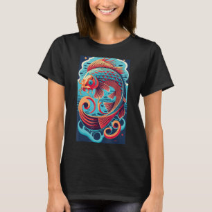 Camiseta Gráfica gráfica de Koi Fish de arte samurai japoné