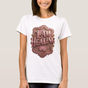 Camiseta gráfica ingeniosa rosa 'ESTOY SANANDO'