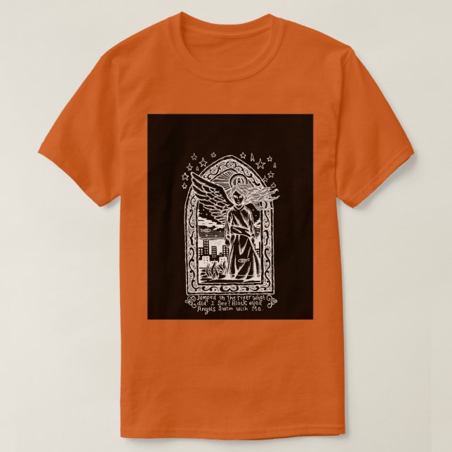 Camiseta Gráfica invertida de ángeles de ojos negros (Diseño del anverso)