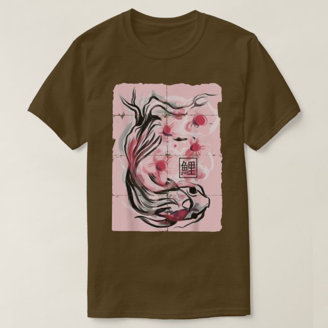 Camiseta Gráfica japonesa de flores de cerezo de pescado de (Diseño del anverso)