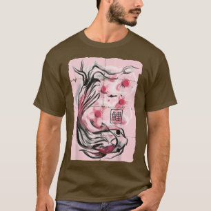 Camiseta Gráfica japonesa de flores de cerezo de pescado de
