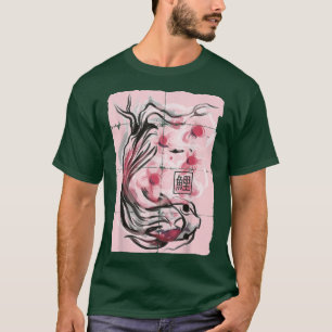 Camiseta Gráfica japonesa de flores de cerezo de pescado de