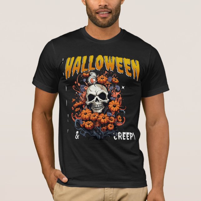 Camiseta gráfica llena de flores de Halloween (Anverso)
