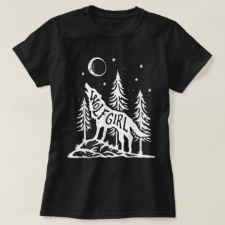 Camiseta Gráfica Luna Aullante Chica Loba Bosque