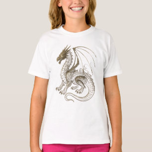 Camiseta Gráfica mítica de fantasía de dragón de plata
