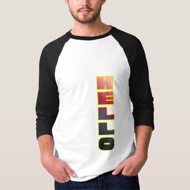 Camiseta gráfica moderna con 'Hello' vertical (Anverso)