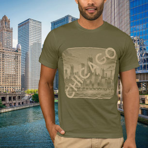 Camiseta gráfica moderna de color caqui claro con