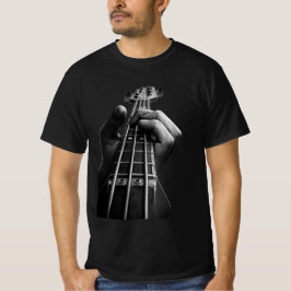 Camiseta Gráfica Monocroma de Mano de Guitarra Baj