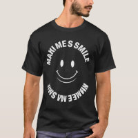 Camiseta gráfica negra con cara sonriente y positi