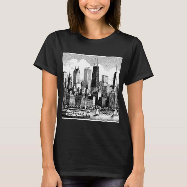 Camiseta gráfica negra de Chicago (Anverso)