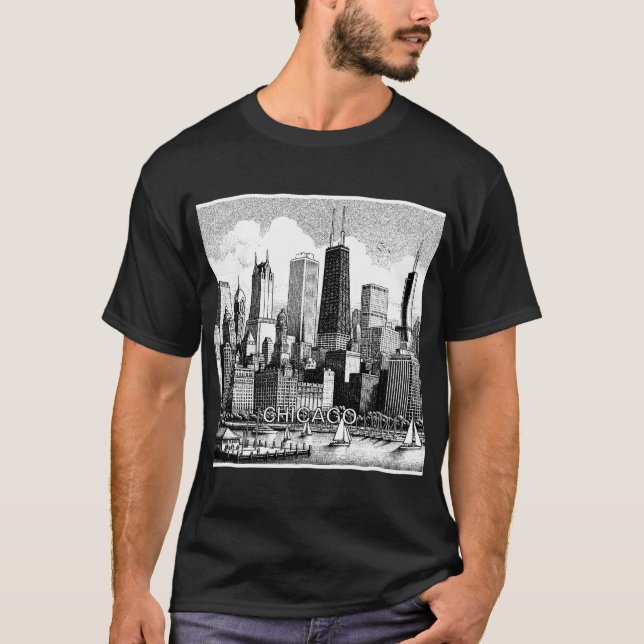 Camiseta gráfica negra de Chicago (Anverso)