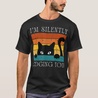 Camiseta Gráfica negra de gato juzgando a tu mamá silencios