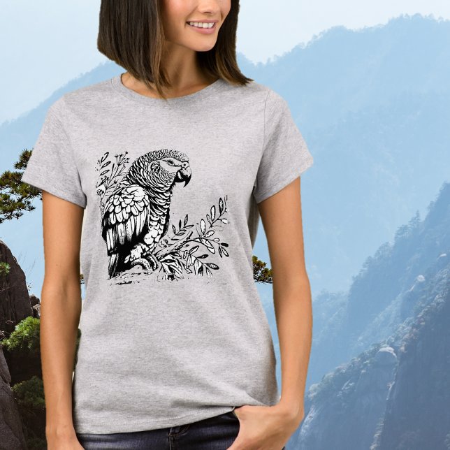 Camiseta gráfica negra de loro (Subido por el creador)