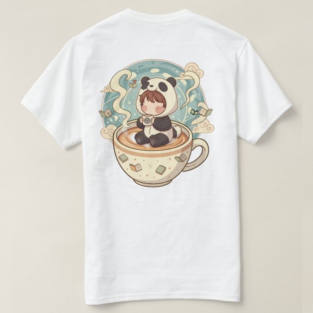 Camiseta gráfica para hombre Cozy Panda Coffee (Reverso del diseño)