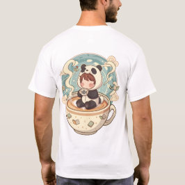Camiseta gráfica para hombre Cozy Panda Coffee