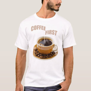 camiseta gráfica para hombres Coffee First
