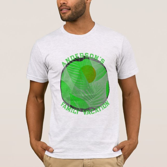 Camiseta gráfica para vacaciones en familia verde (Anverso)