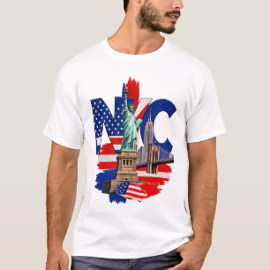 Camiseta Gráfica Patriótica del Horizonte de NYC Ciudad de