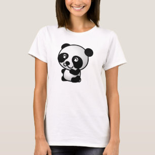 Camiseta Gráfica personalizado de oso panda blanco y negro
