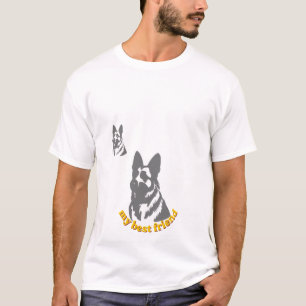 Camiseta gráfica púrpura con cara de perro pastor