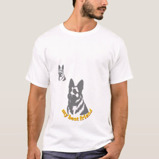 Camiseta gráfica púrpura con cara de perro pastor