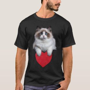 Camiseta Gráfica Realista de Gato con Corazón de Mamá Gato 